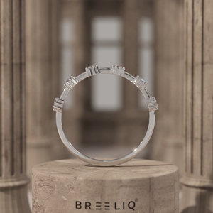 Geometric Cluster Lab Grown Diamond Ring in 14K Solid Gold Modern Bar Set Round Diamond Wedding Band Minimal Designer <b>Stack</b> Ring - Product Image 6