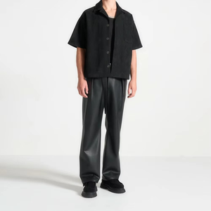 Pantalon en cuir noir classique pour homme, taille basse avec poches, pantalon en cuir pour homme, design personnalisé pour la boîte de nuit, nouveau design - Product Image 6
