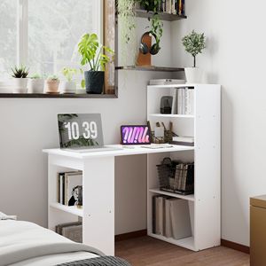 "6-Tier Industrial Wood PC <b>Desk</b> with 6-Tier Storage Shelves for Home Office" - Product Image 2