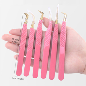 Pince à épiler professionnelle en acier inoxydable anti-magnétique pour extensions de cils, pointe fine de précision pour bouquets de cils 3D/6D - Product Image 6