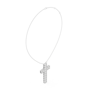 Collar con colgante de cruz de oro amarillo de 14K con circonita, engaste de garra con microincrustaciones, joyería de fe, regalo, nuevo diamante cultivado - Product Image 6