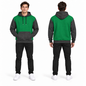Men's Color Blocking Hooded Sweatshirt Fleece Casual Pocket Design Regular Fit Autumn Wear - Product Image 6