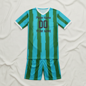 Uniforme de Fútbol Personalizable al por Mayor, Apliques Transpirables de Manga Corta, 100% Poliéster, Paquete Completo, Ropa Deportiva con Nombre del Equipo - Product Image 5