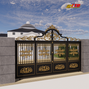 Portail en fer forgé artisanal pour maisons de luxe |   Portail d'entrée décoratif en acier personnalisé, marque TTD, hauteur 7 pieds, écologique, durable, finition poudrée - Product Image 3