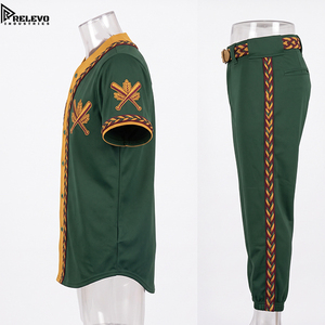 Conjunto Deportivo de Camiseta y Pantalones de Béisbol Verdes Sublimados Personalizados de Alta Calidad OEM con Ribete Trenzado, Uniforme de Equipo al por Mayor - Product Image 2