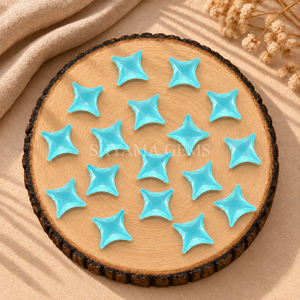 Cuentas de Calcedonia Aqua en Forma de Estrella Ninja de 15mm, Cuentas Sueltas Geométricas para Joyería, Fabricación de Colgantes y Manualidades - Product Image 1