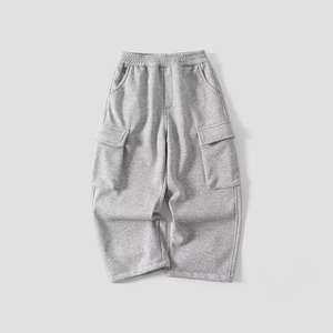 Pantalon cargo pour garçons, en mélange de coton doux, multi-poches, coupe droite, vêtements décontractés - Product Image 1