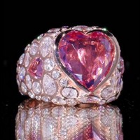 Anillo de Diamante Rosa de 8 Quilates Cultivado en Laboratorio, Estilo Hip Hop, con Cuentas de Perlas y Marquesas, en Oro Rosa y Plata, Venta al Por Mayor, Personalizable