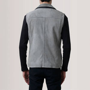Gilet en cuir gris respirant, confortable et léger, nouveau design tendance, logo personnalisé, gilet en cuir pour homme - Product Image 6