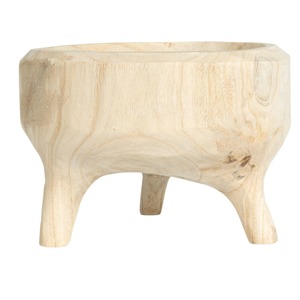 Handmade Wooden Bowl With Three Legs Minimalist Design For Home <b>Decoration</b> Uncoated Carved Wood Serving Bowl - Product Image 6