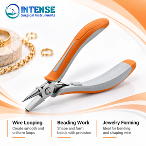 Professional <b>Round</b> <b>Nose</b> Jewelry Making <b>Pliers</b> Stainless Steel Precision Wire Looping Tool with Ergonomic Orange Handle - Product Image 2