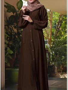 Abaya premium con cinturón y mangas con puños tipo gofre, abaya larga de crepé Jazz, conjunto de túnica maxi para mujer, para oración. - Product Image 3