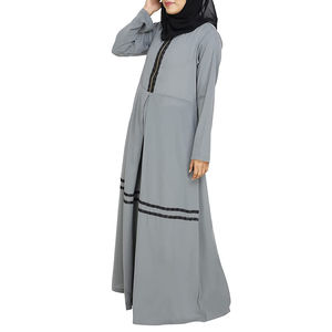 New 2026 Crepe <b>Chiffon</b> Hooded Abaya Hijab Attached <b>Scarf</b> Pockets Muslim Cute Modest Breathable Simple A-Line Dress Women - Product Image 2