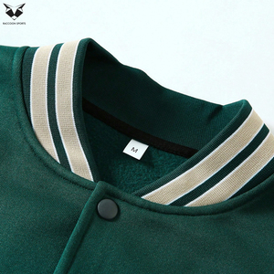 New Arrival Wholesale Rate Green & <b>White</b> Contrast Color Block Letter Embroidery Streetwear College Baseball Varsity <b>Jackets</b> - Product Image 5