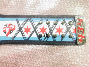 Cinturón de Campeonato de Lucha Libre Personalizado W-W-E C-M P-U-N-K 434-Days Spinner, Correa de Cuero Azul de 4 mm, Placas Metálicas - Product Image 4