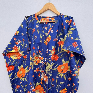 New Style Cotton Women Dress Women <b>Kaftan</b> Indian 100 % Pure Cotton Hand Block Print Floral Maxi Beach Cover Sleepwear <b>Kaftan</b> - Product Image 1