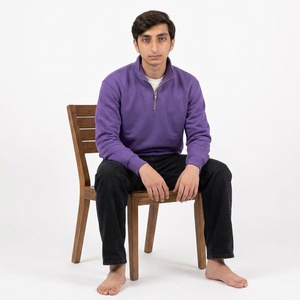 Sweat-shirt personnalisé pour homme à col zippé, en molleton de coton brossé, coupe oversize, poignets côtelés, style streetwear décontracté - Product Image 5