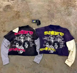 Camiseta Gráfica Premium Y2K, 300 GSM, Algodón Grueso, Oversize, Doble Capa, Manga Larga, Impresión Personalizada, Venta al Por Mayor - Product Image 2