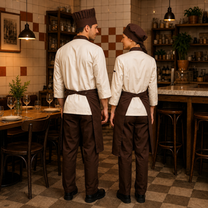 Uniforme de chef professionnel, ensemble 4 pièces, polyester et coton, uniforme pour le personnel de cuisine, résistant aux liquides, respirant - Product Image 2
