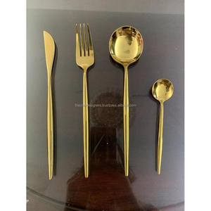 Ensemble de couverts de luxe, cuillère à thé, cuillère à soupe, fourchette et couteau, ensemble de 4 pièces, couverts dorés et argentés, décoration de mariage - Product Image 5