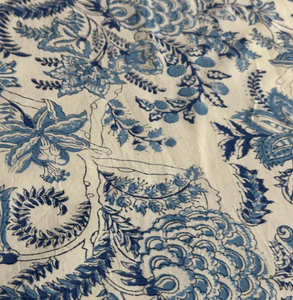 Cotton Table Cover Blue White Floral Botanical Printed Dining Tablecloth Elegant Decorative Home Decor - Product Image 2