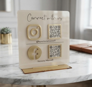 Elegant Stylish Acrylic QR Code Display Stand LED Light Luxury Finish European Style Customizable Options for Social <b>Media</b> - Product Image 4