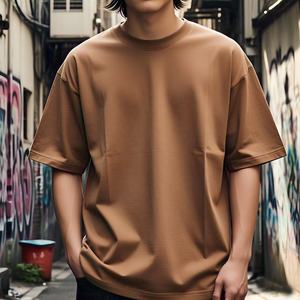 Camiseta de manga corta para hombre, estilo básico, prenda superior de Color sólido, camisa Base de media manga, Camiseta de algodón 100% para hombre, ajuste holgado - Product Image 2