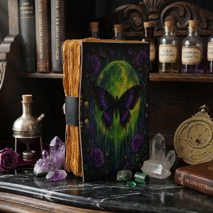 Personalized Luna Moth Leather Journal <b>with</b> <b>Lock</b> Gothic Butterfly <b>Notebook</b> Vintage Writing Diary Handmade Gift - Product Image 4