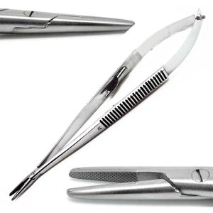 Porte-aiguille Castroviejo TC 7 pouces droit, porte-aiguille chirurgical micro-ophtalmique en carbure de tungstène et acier inoxydable OE - Product Image 1