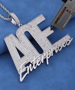 Pendentif AOE Enterprise en Moissanite pour Homme, Argent 925, Personnalisable avec Nom, Collier Hip Hop Iced Out, Bijou Léger et Audacieux - Product Image 2