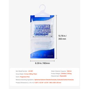 Sacchetti Deumidificanti Solidi da Appendere per Armadi (10 Pezzi) - 9.3 oz Senza Profumo per Guardaroba e Camere da Letto - Product Image 6