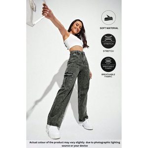 Jeans de Mezclilla Gris de Cintura Alta, Estilo Retro Vintage, Corte Holgado, Ecológicos, Transpirables, con 6 Bolsillos, Moda Urbana, Tallas 26-40 - Product Image 3