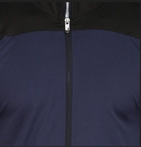 Chaqueta cortavientos para hombre en bloques de color azul marino y blanco, con cremallera, ligera, para ropa de calle. - Product Image 5