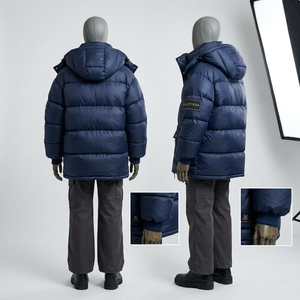 MA-ATTEN <b>Men's</b> Navy Blue Puffer Jacket Hooded Down Filled Windproof <b>Waterproof</b> <b>Winter</b> Casual <b>Coat</b> with Zipper Closure and Pocket - Product Image 2