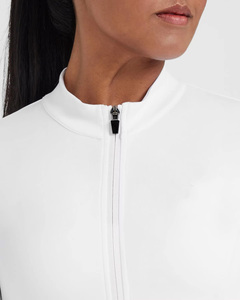 Veste zippée blanche de haute qualité pour femme, à manches longues, col montant, respirante, couleur unie, coupe classique, toutes saisons, hauts décontractés - Product Image 5