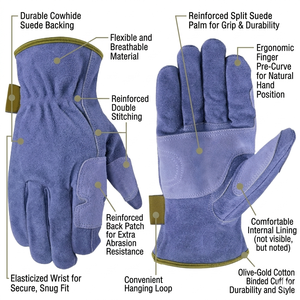 High Performance Anti-static Anti-slip <b>Driver</b> Working <b>Gloves</b> Reinforced Cowhide Split Leather Breathable Abrasion Resistant - Product Image 5