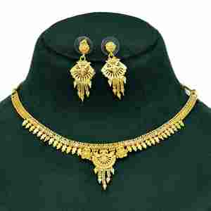 Wholesale Brass 14K 18K 24K Micron Gold Forming Short Necklaces Traditional Design Jewelry <b>Set</b> Indo-Western Fashion Jewelry <b>Set</b> - Product Image 1