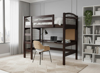 Lit superposé blanc avec bureau et chaise, design moderne, mobilier de dortoir, ensemble de chambre à coucher, bois massif, garantie 1 an, Vietnam P.D.T VA06YC