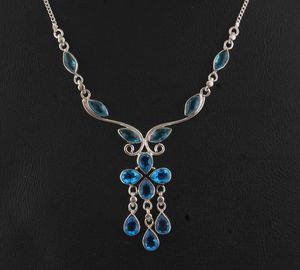 Blue Topaz Sterling Silver <b>Necklace</b> December Birthstone Handmade Gemstone Pendant Jewelry Gift For Women - Product Image 5