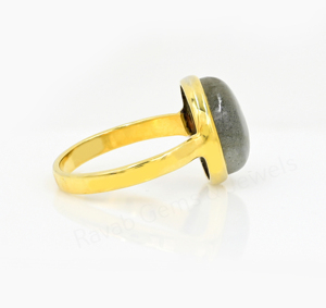 Handmade Natural Aventurine Gemstone Smooth 12mm 925 Silver 18K Gold Plated Bezel Setting Bohemian Style Wedding <b>Fine</b> <b>Ring</b> - Product Image 3