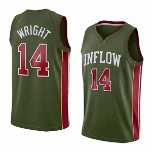 Maillot de basket-ball InfloW pour homme, noir, rouge, blanc, 14 Wright, col en V, sans manches, respirant, en polyester, pour toutes les saisons - Product Image 3