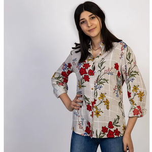 Chemise formelle à manches longues pour femmes, chemise à fleurs - Product Image 2