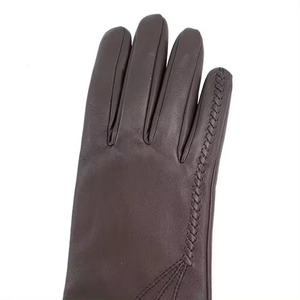 Gants d'hiver pour femmes en cuir véritable, simples, chauds, pour la conduite et le cyclisme, longueur poignet, doublure respirante en soie, compatibles écran tactile - Product Image 5