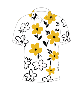 Men’s <b>White</b> Yellow Floral Print <b>Polo</b> Shirt Casual Short Sleeve Summer Fashion Golf Shirt - Product Image 1