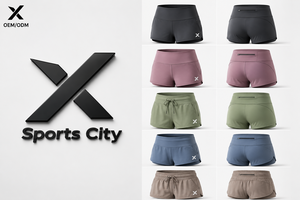 Shorts de course et de sport pour femmes X Sports City, vêtements de sport respirants en maille avec cordon de serrage à la taille, coupe régulière, OEM polyester/spandex - Product Image 3