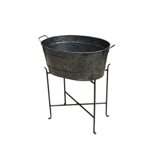Bañera Doble para Bebidas de Acero Galvanizado Esmaltado con Soporte de Hierro, Perfecta para Fiestas y Eventos, para Enfriar Cerveza y Exhibir Vino - Product Image 2