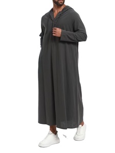 Men's Traditional Korean Hooded Robe Viscose Spring Summer Casual Polka Dot Long Sleeve Super Loose Fit - Product Image 3