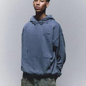 Sweat à capuche surdimensionné pour homme en coton de qualité supérieure, avec impression sérigraphiée, effet vieilli, délavé à l'acide, personnalisable, pour fabricants - Product Image 4
