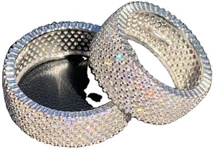 แหวนเพชรโมอีสทรงกลมสีขาวแหวนหมั้นแหวนเพชรโมอิสสวยงามของขวัญสำหรับเธอ - Product Image 2