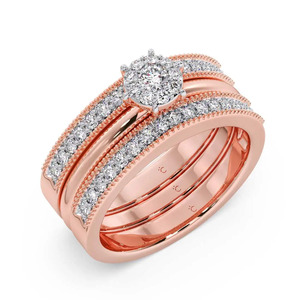 แหวนทองคำชมพูประดับเพชรทรงสามวง - Product Image 3
